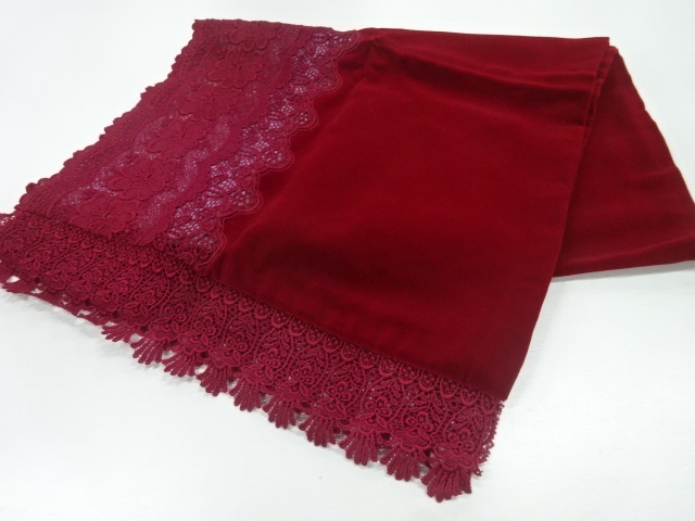 ビロードレース草花模様ショール